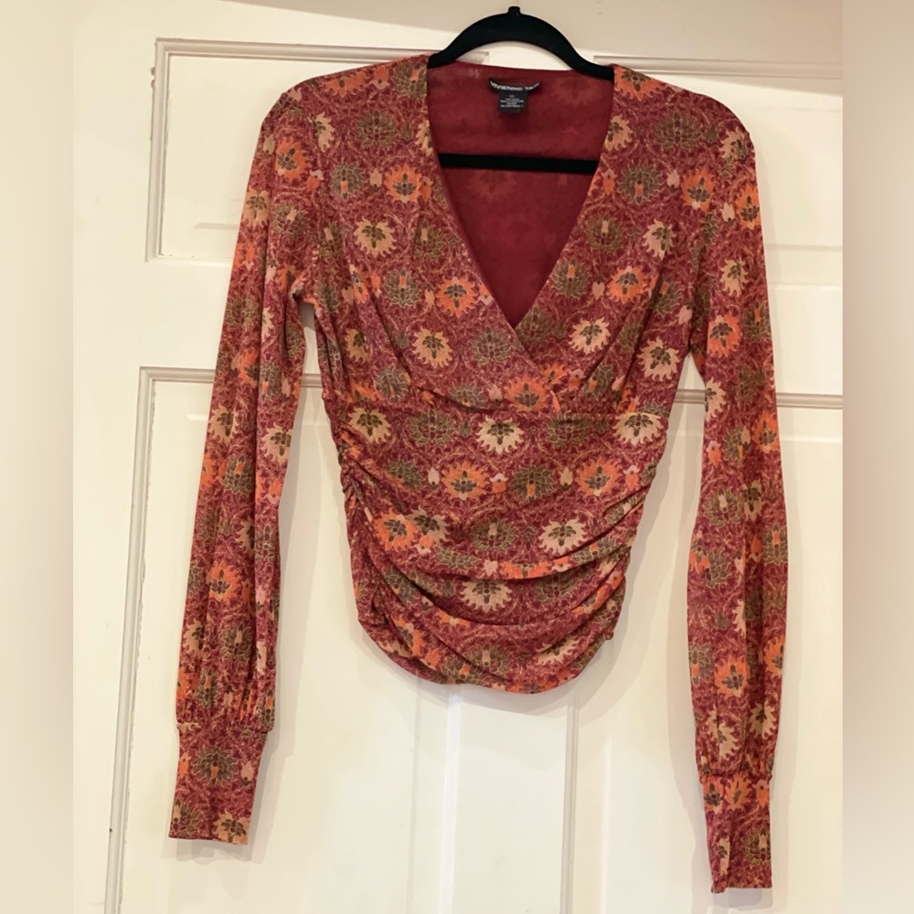 NWOT Vivienne Tam Red Floral blouse